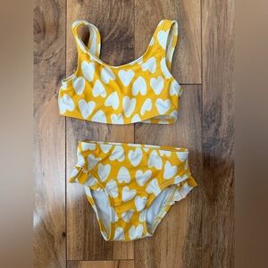 Cat & Jack Yellow and White Heart Print Two-Piece Bikini
